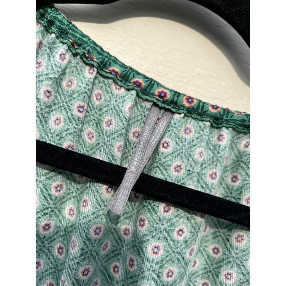 Anthropologie Adelaide Tie Front Midi Dress Green Boho Cottagecore Balloon Sleev - Picture 3 of 12